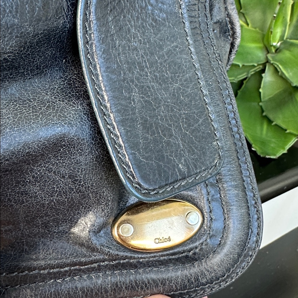 Chloé genuine leather bay bag blue/gray coloring Top Handle large purse - Picture 8 of 13
